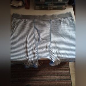 George Men's Boxer Briefs - Light Blue and White Stripes